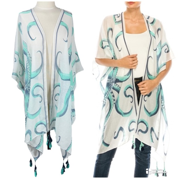 JC Just Classic Other - JC Just Classic Octopus Print Kimono Tassels Hem